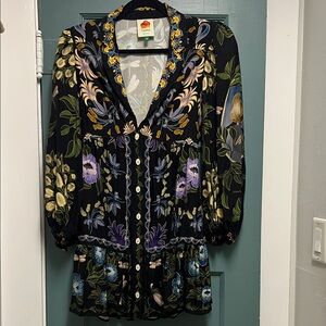 FARM Rio Black Winter Garden Mini Dress